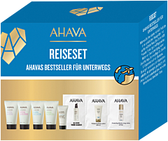 Ahava Deadsea Water Travel Kit = Mineral Body Lotion 40ml+Mineral Hand Cream 40ml+Mineral Shower Gel 40ml+Mineral Shampoo 40 ml+Prot.Moist. Lot+3 Artikel.